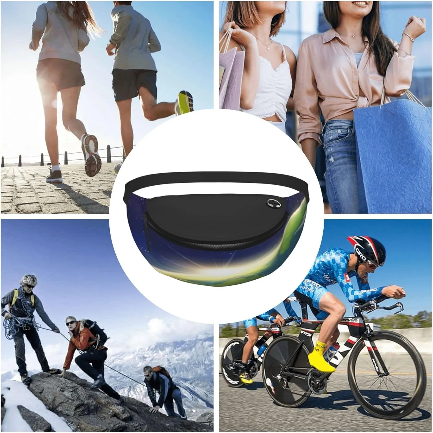 Sunrise Earth Space Fanny Pack, Crossbody Waist Packs for Women Men Waist Bags with Adjustable Strap for Travel Running Hiking Sport