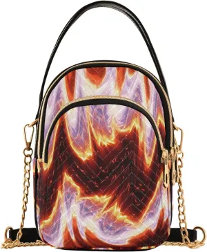 susiyo Neon Lava Fire Small Crossbody Bags Shoulder Bag for Women Multi Zipper Stylish Ladies Messenger Bags Phone Purse Handbag Wallet