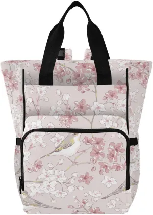 susiyo Willow Warbler Bird in Spring Pattern Diaper Bag Backpack, Waterproof Mommy Bag Large Diaper Backpack for Mom Dads, Travel Essential Diapers Bag