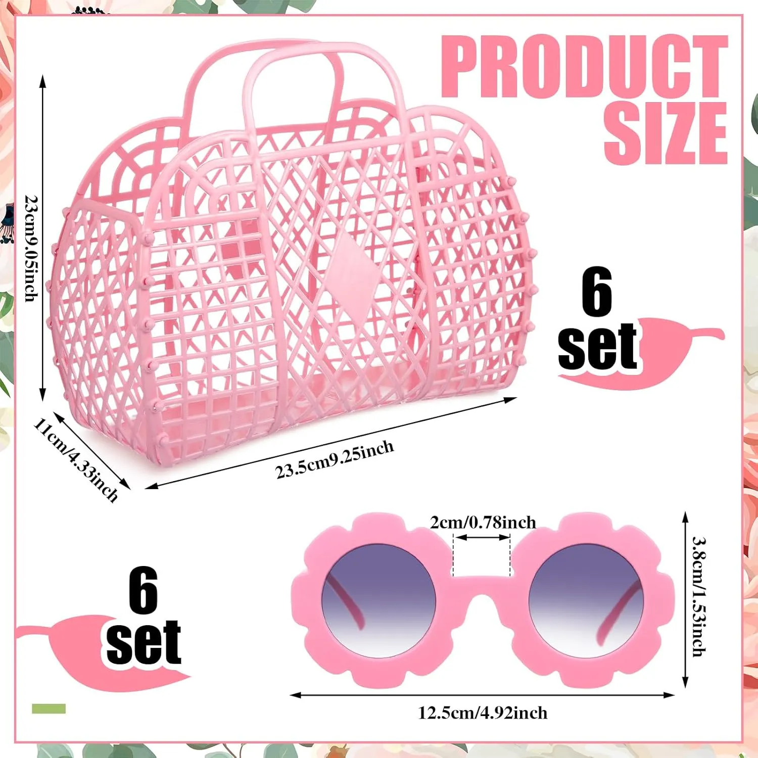Sweetude 12 Pcs Jelly Bags with Sunglasses Jelly Purse Basket Reusable Tote Beach Handbags for Women Girls Kid