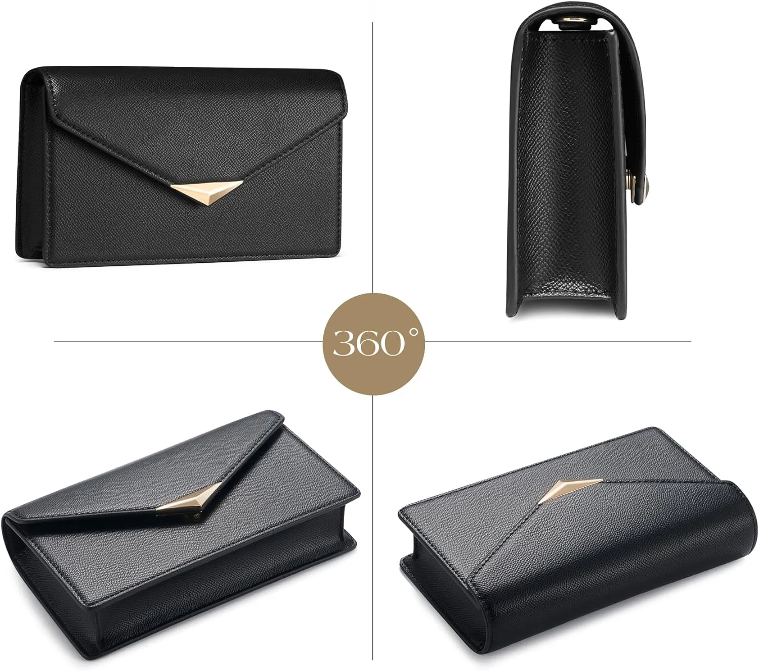 SWEETV Classic Envelope Clutch Purses for Women Elegant PU Leather Handbags for Evening, Weddings, Parties, and Formal Events
