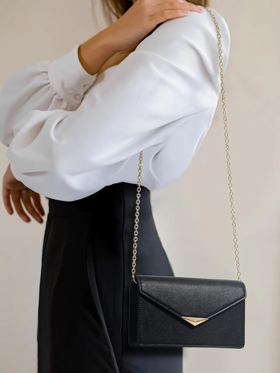 SWEETV Classic Envelope Clutch Purses for Women Elegant PU Leather Handbags for Evening, Weddings, Parties, and Formal Events