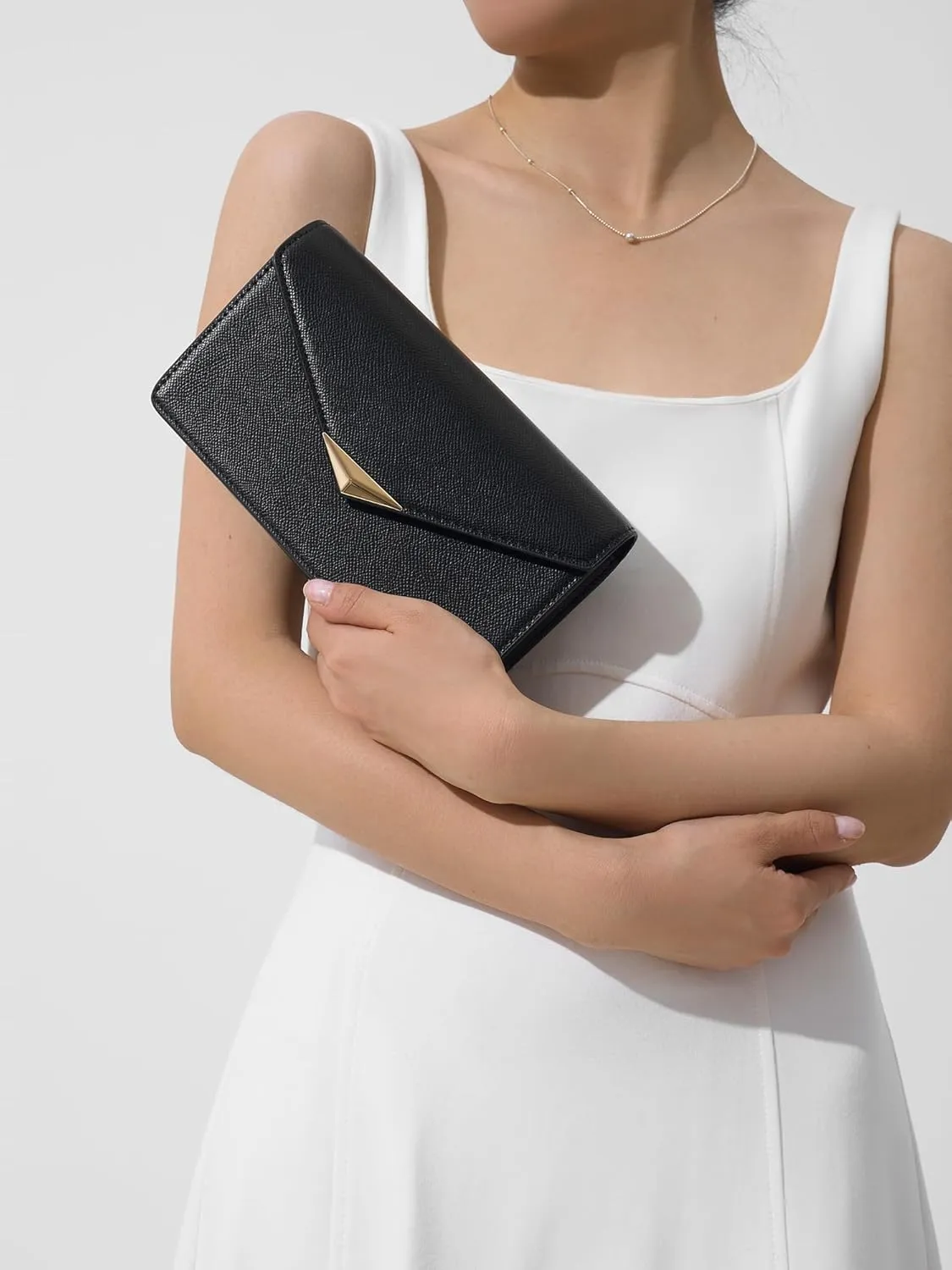 SWEETV Classic Envelope Clutch Purses for Women Elegant PU Leather Handbags for Evening, Weddings, Parties, and Formal Events
