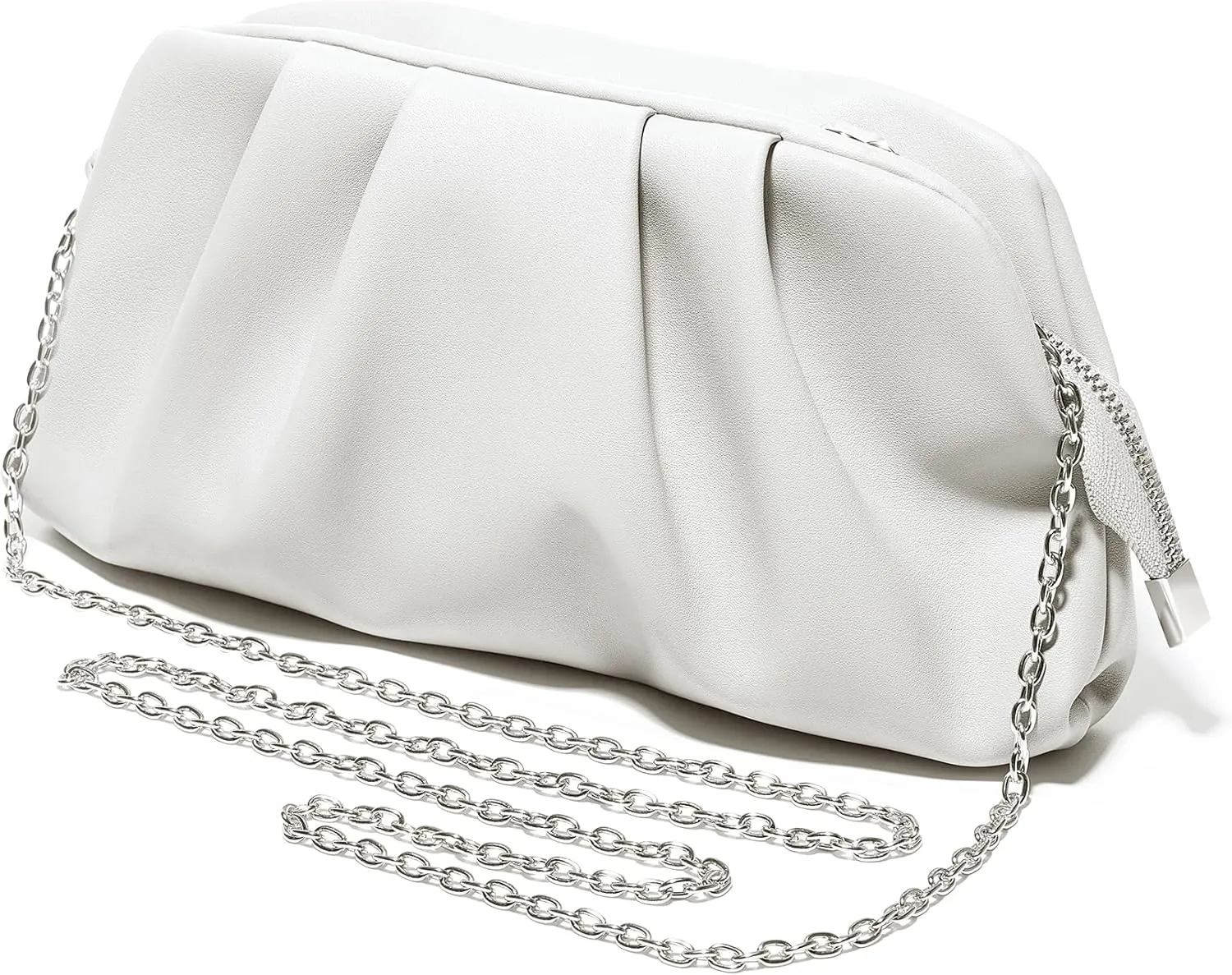 SWEETV Dressy Vegan Leather Clutch Purse for Women Formal, Soft Pleated PU Evening Clutch for Weddings, Proms, Cocktail-Gemma