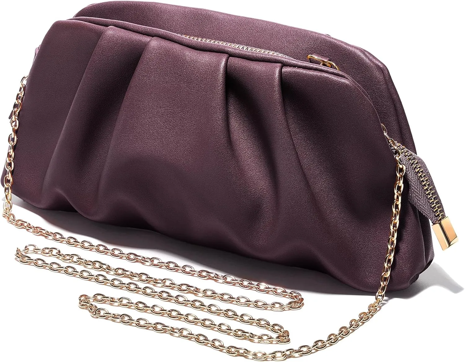 SWEETV Dressy Vegan Leather Clutch Purse for Women Formal, Soft Pleated PU Evening Clutch for Weddings, Proms, Cocktail-Gemma