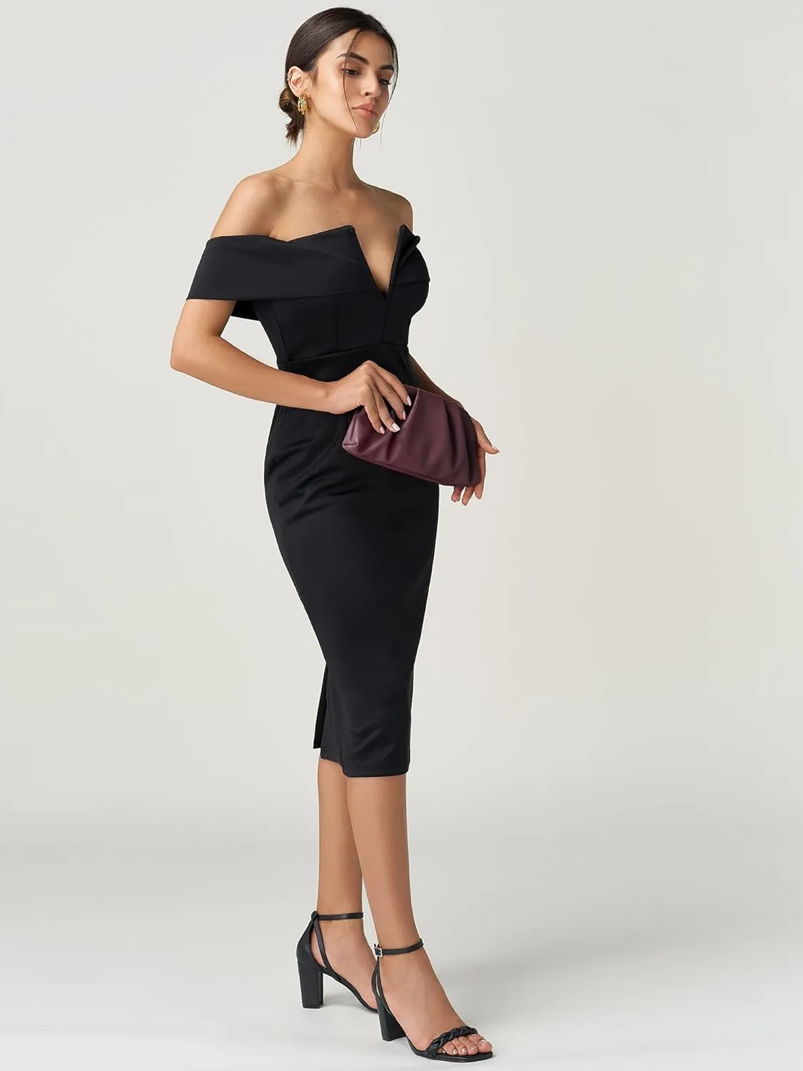 SWEETV Dressy Vegan Leather Clutch Purse for Women Formal, Soft Pleated PU Evening Clutch for Weddings, Proms, Cocktail-Gemma