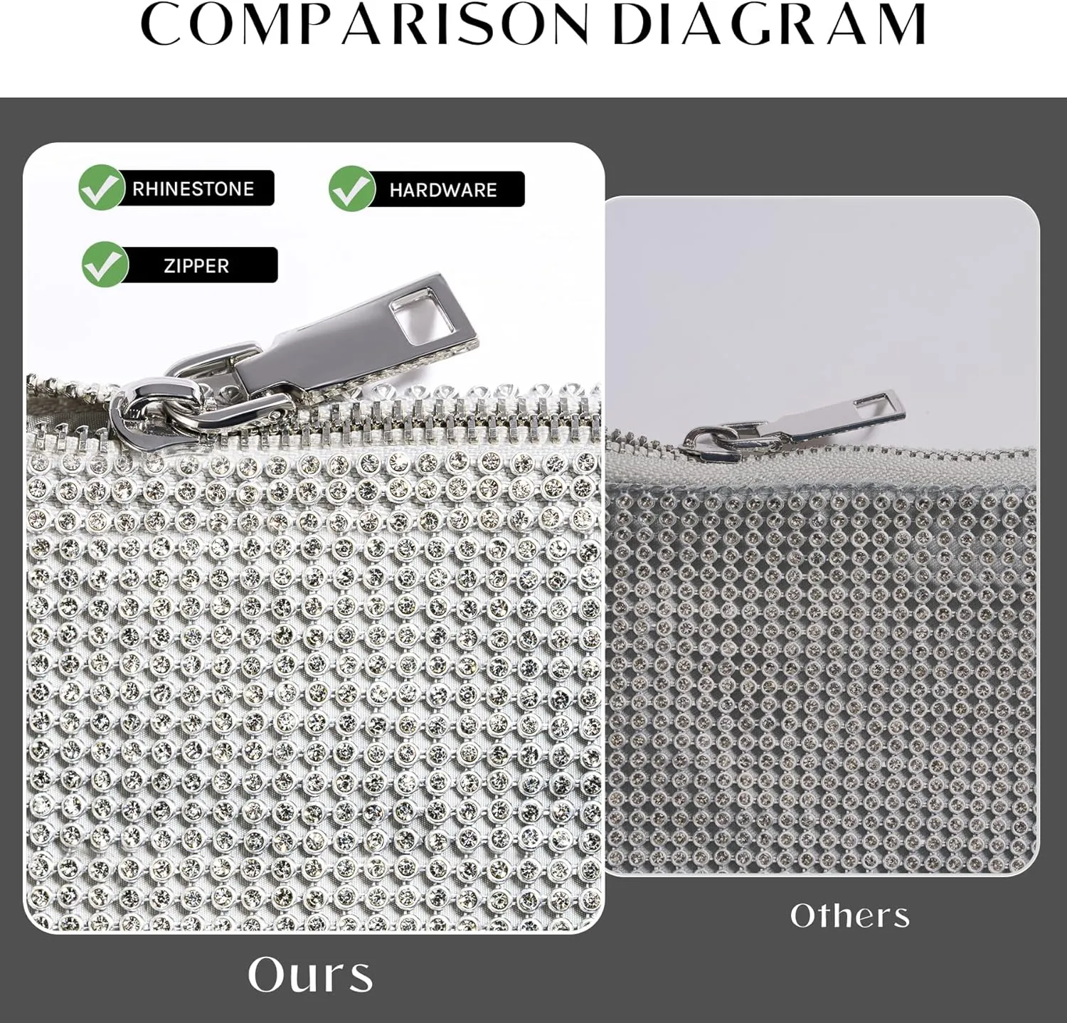SWEETV Sparkly Rhinestone Purse for Women Silver Clutch Purse Small Glitter Handbags for Weddings, Prom,and Parties