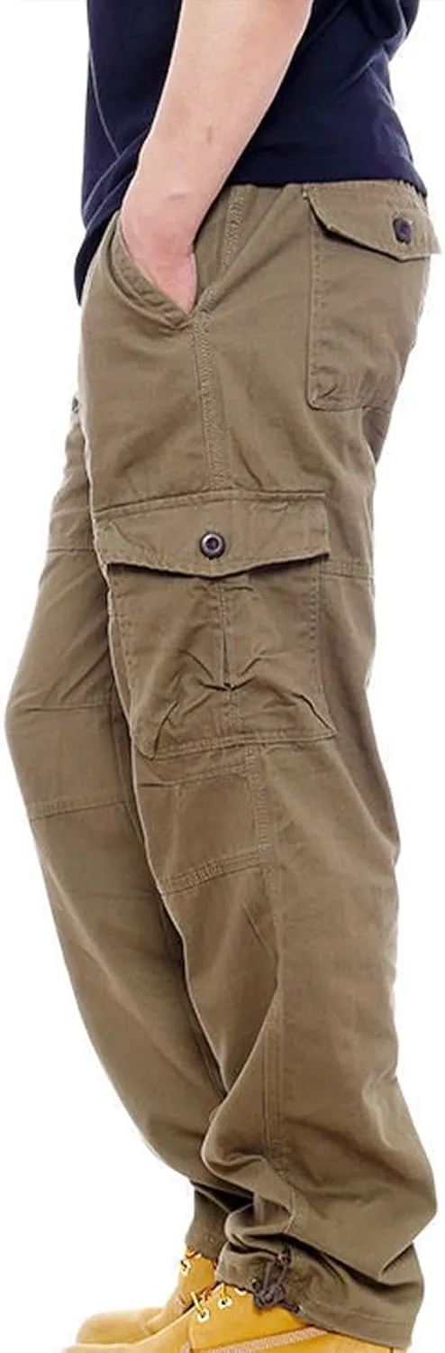Tactical Pants for Men Utility Long Palazzo Cargo Pants Military Ripstop Work Streetwear with Multiple Pockets