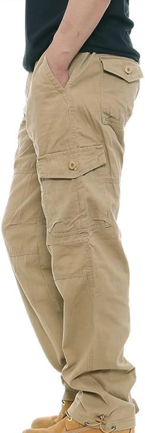 Tactical Pants for Men Utility Long Palazzo Cargo Pants Military Ripstop Work Streetwear with Multiple Pockets