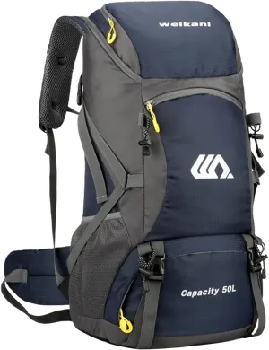 Taeku Hiking Daypack, 50L Waterproof Lightweight Backpack Travel Bag Climbing Backpacks for Outdoor Camping Travel (Blue)