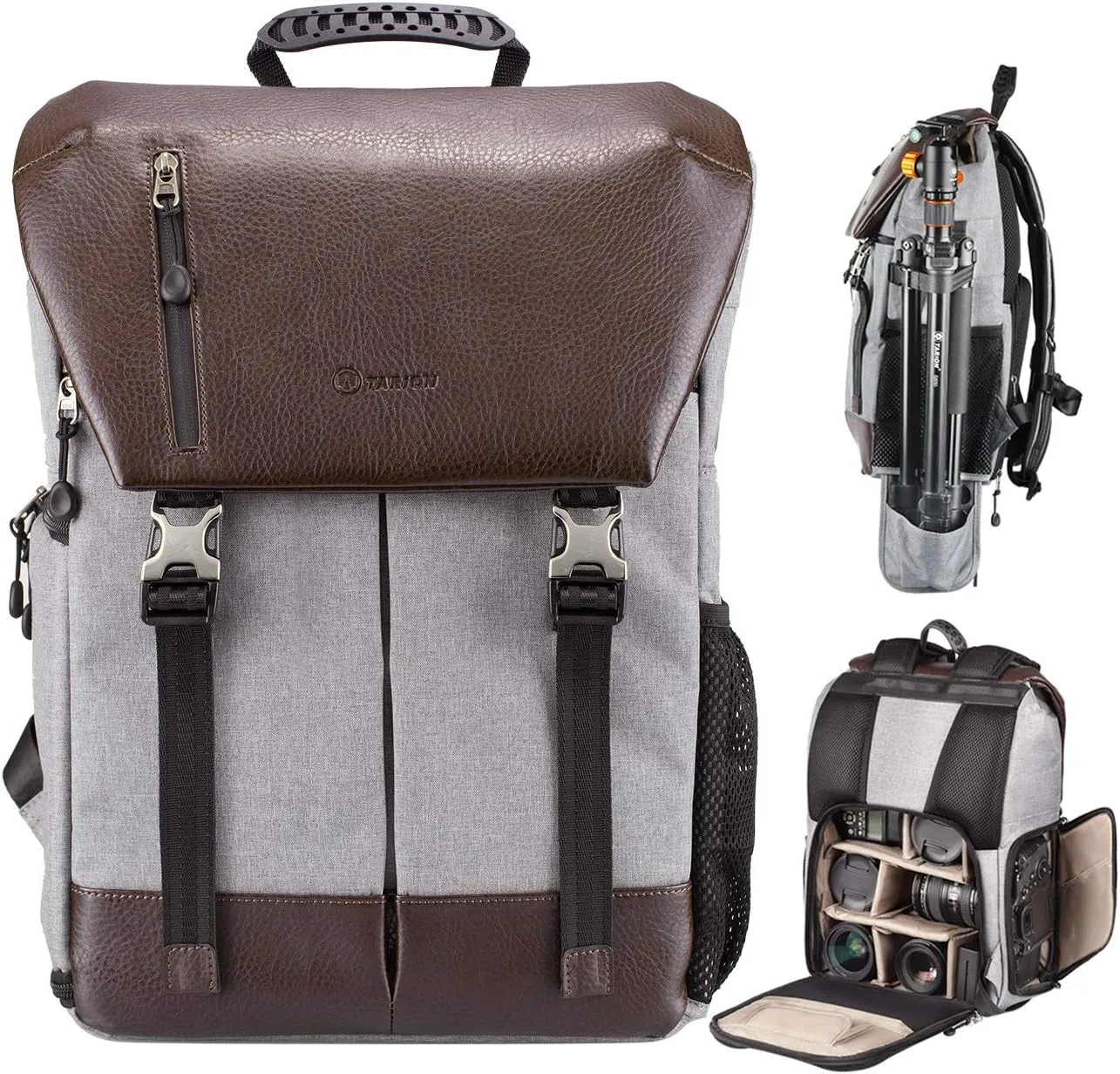 TARION Camera Backpack Waterproof Camera Bag Waterproof Certified IPX5 Large Capacity Side Access with 15.6 Inch Laptop Compartment Rain Cover for Women Men Photographer Lens Tripod Tablets