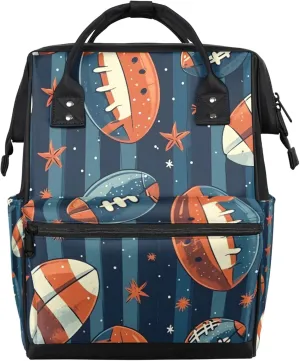 Tavisto Rugby Starry Night Double Shoulder Mommy Bag for Women, Polyester Large Capacity Diaper Backpack with Multi Pockets, Waterproof Adjustable Straps Diaper Bag for Moms Dads, 11''×7''×15.7''
