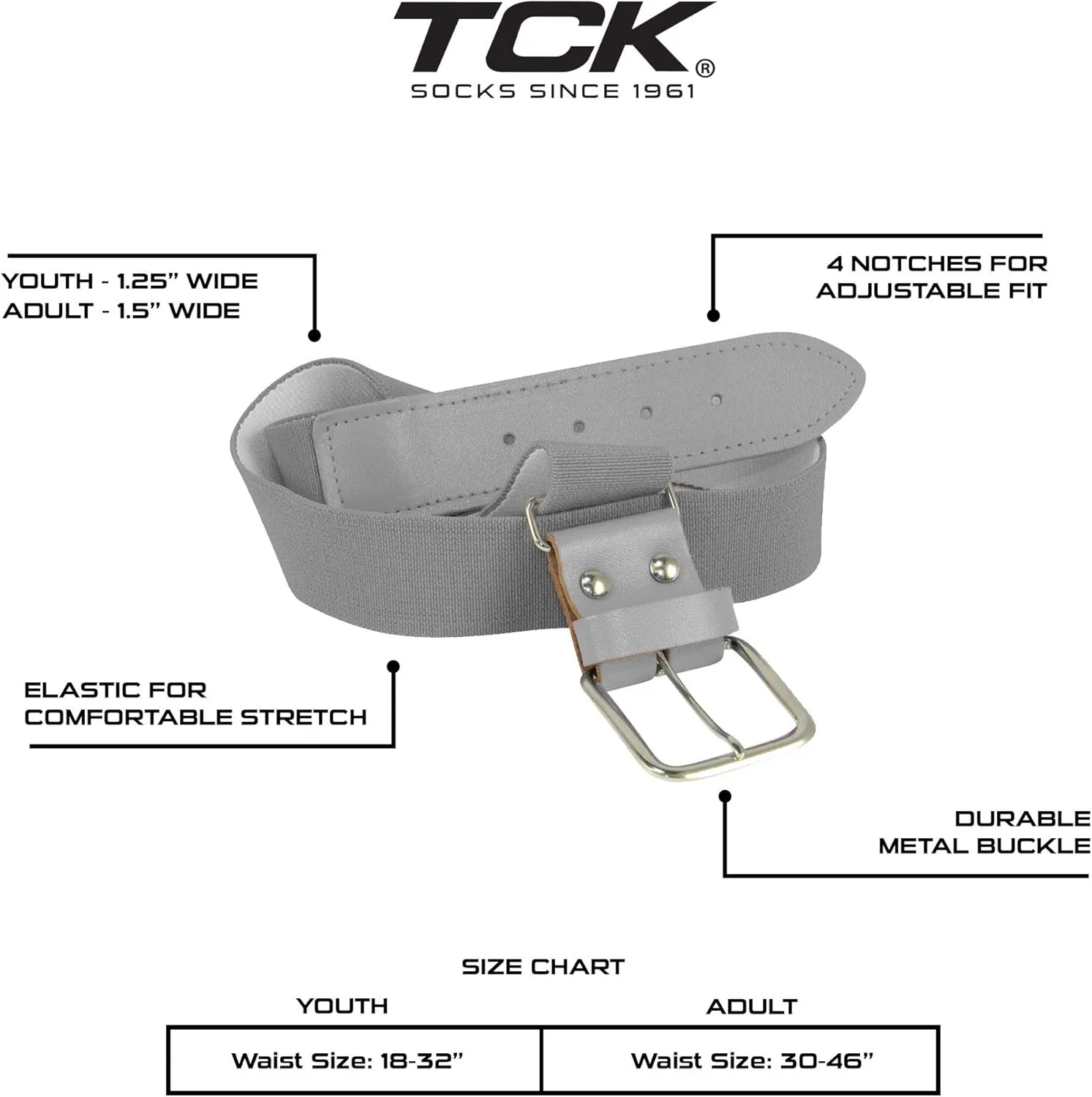 TCK Baseball or Softball Sock/Belt Combo- Youth & Adult Sizes for Boys and Girls Men and Women