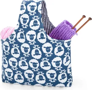 Teamoy Knitting Tote Bag(L12.2 x W7.5), Travel Project Wrist Bag for Knitting Needles(up to 11 Inches), Yarn and Crochet Supplies,Perfect Size for Knitting on The Go (Small, Sheep)