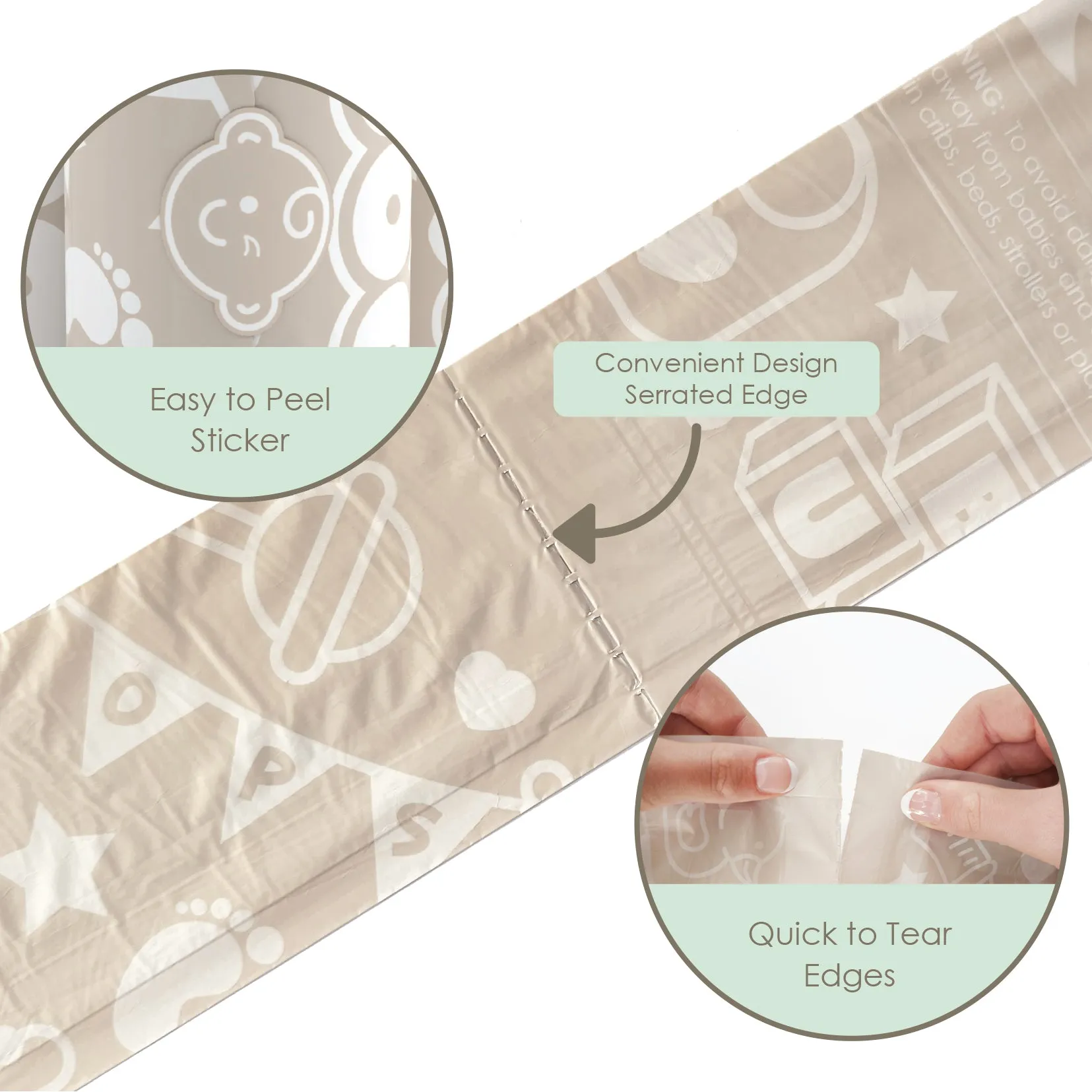 Teddy Bear Disposable Diaper Bags Dispenser COMBO PACK | 105 LAVENDER SCENTED Baby Poop Bags TOTAL & 1x Dispenser (LAVENDER SKY)
