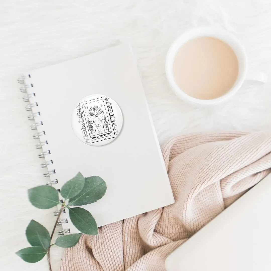 The Bookworm Tarot Card Pin | Bookish Pinback Button