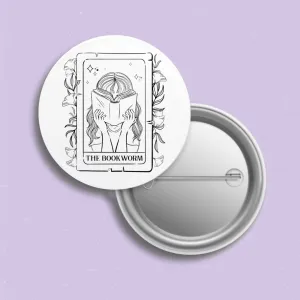The Bookworm Tarot Card Pin | Bookish Pinback Button