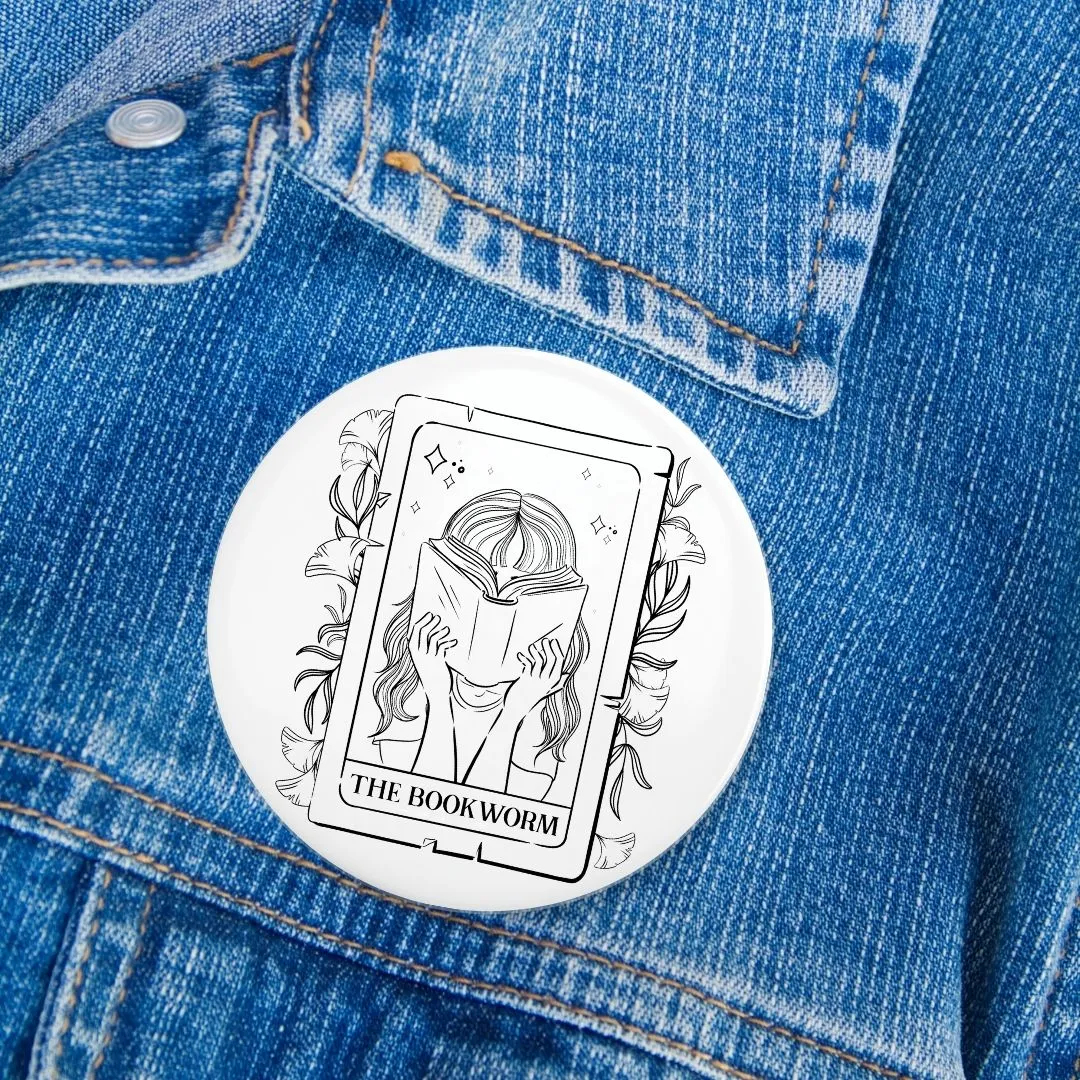 The Bookworm Tarot Card Pin | Bookish Pinback Button
