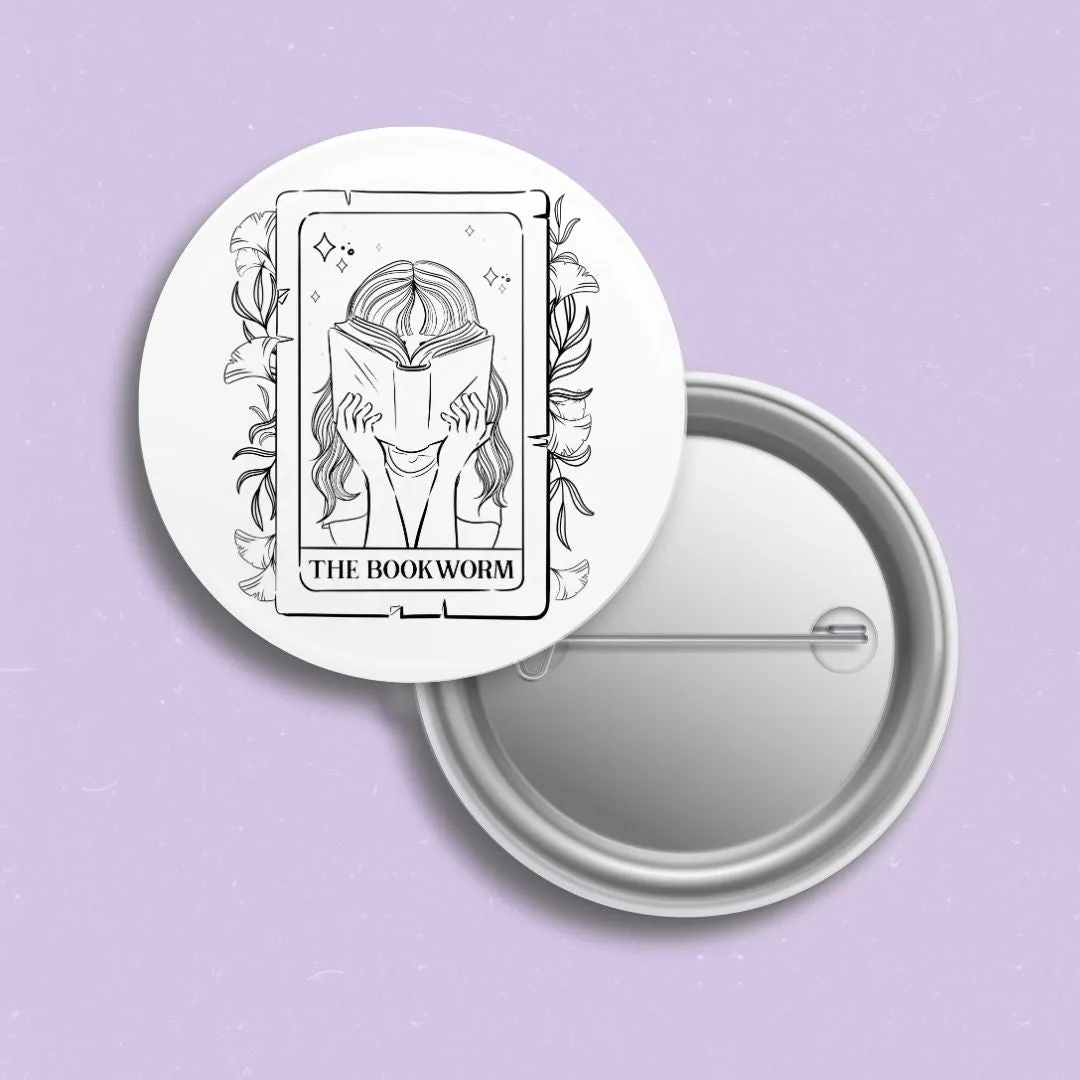 The Bookworm Tarot Card Pin | Bookish Pinback Button