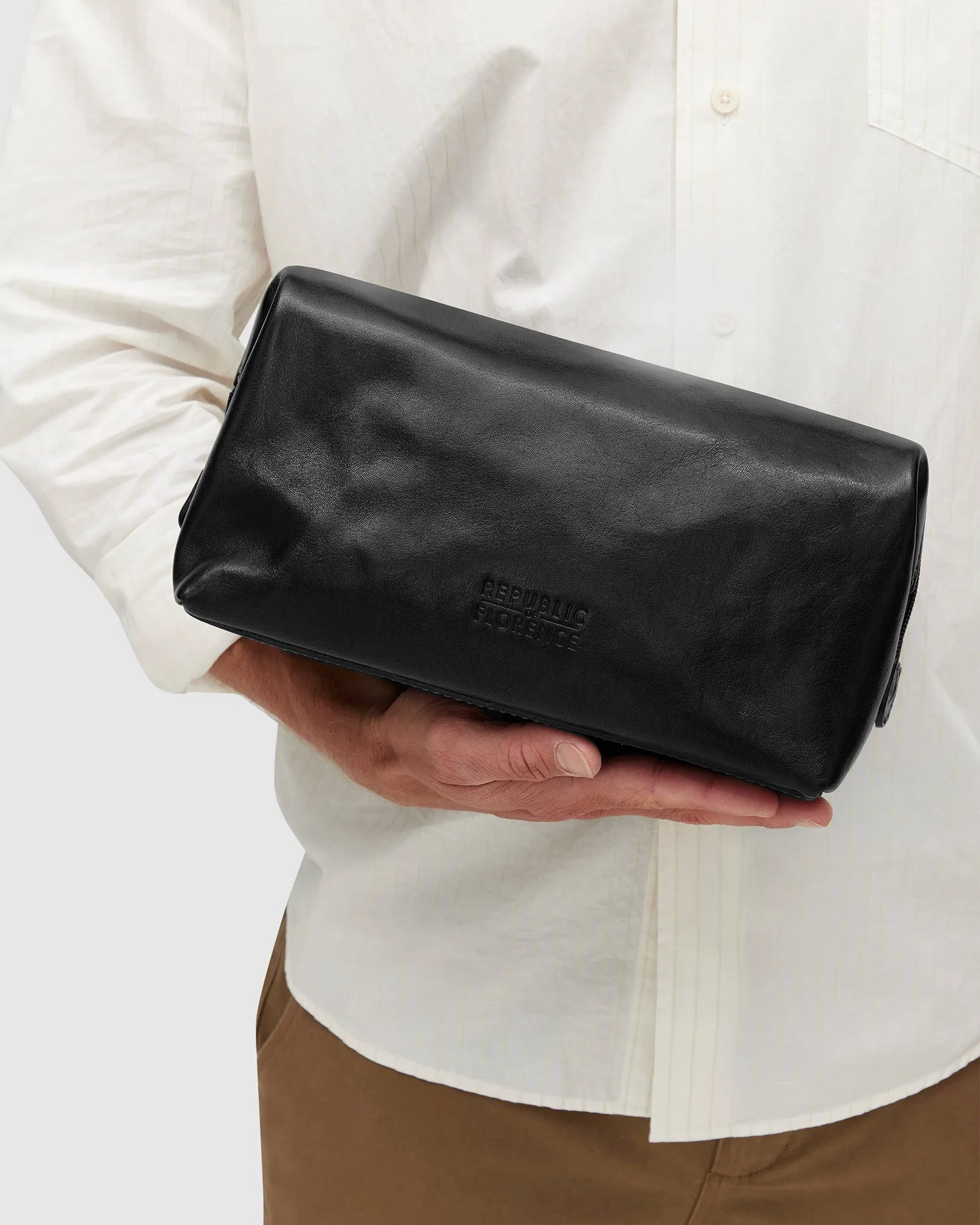 The Grand dopp kit Black - Leather Large Shave Kit
