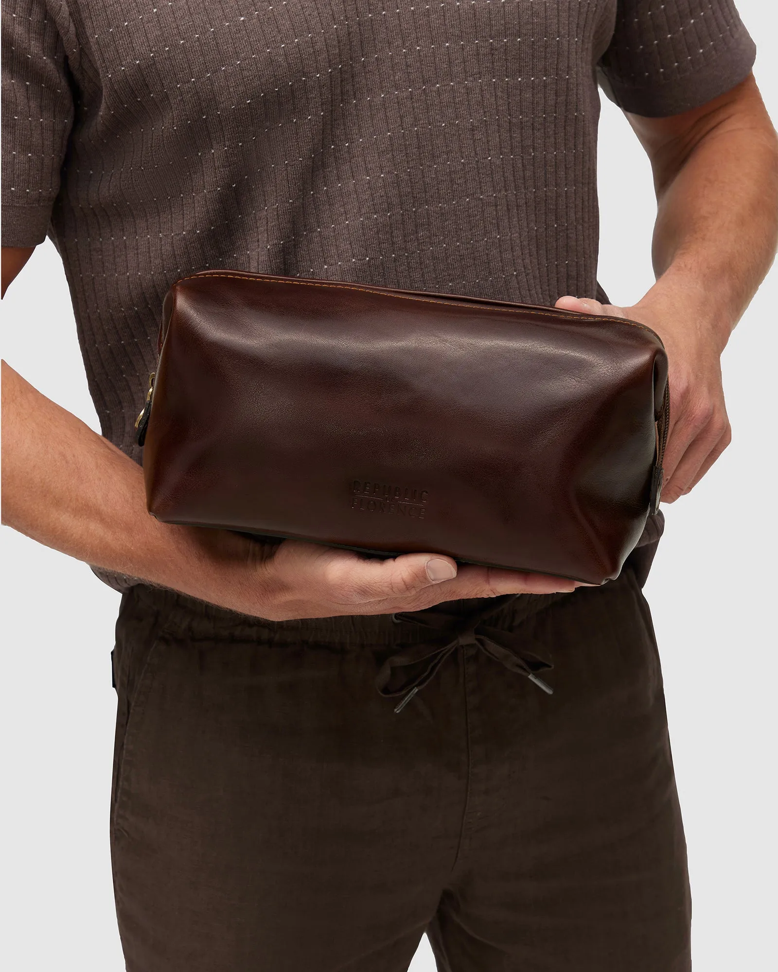 The Grand Dopp Kit Brown - Leather Large Shave Kit