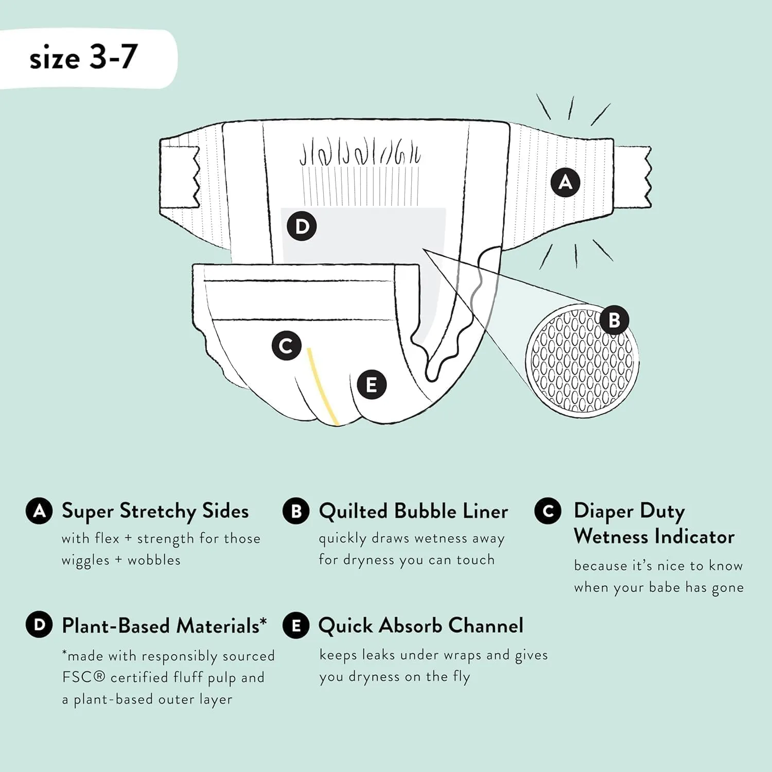 The Honest Company Clean Conscious Diapers for Sensitive Skin | Hypoallergenic, Fragrance Free | Spring '25 Limited Edition Prints | Club Box, Size 3 (16-28 lbs), 62 Count