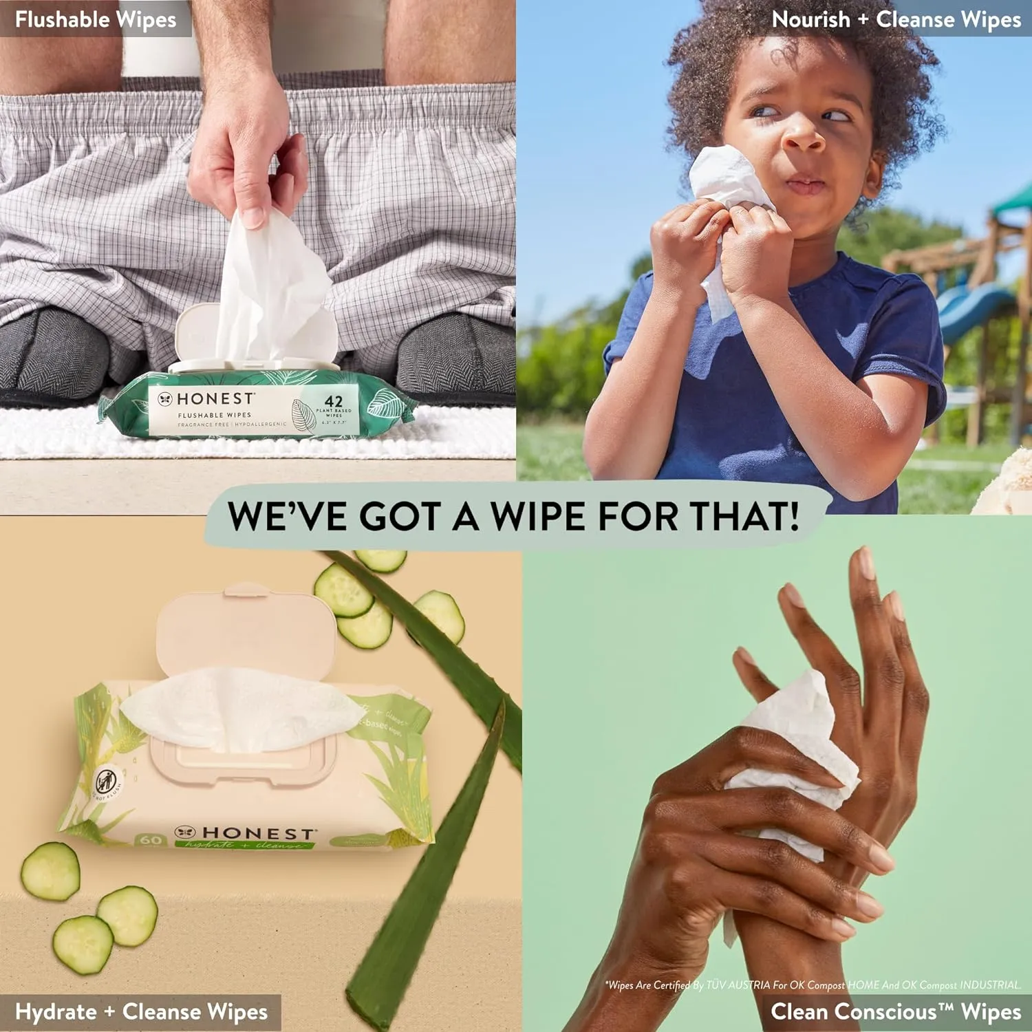 The Honest Company Clean Conscious Multi-Use Wipes | Hypoallergenic   Unscented for Sensitive Skin | Over 99% Water, Compostable, Plant Based, Baby Wipes | Balance Blues, 576 Count