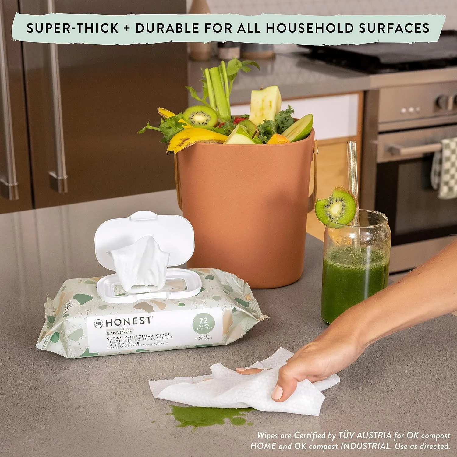 The Honest Company Clean Conscious Multi-Use Wipes | Hypoallergenic   Unscented for Sensitive Skin | Over 99% Water, Compostable, Plant Based, Baby Wipes | Balance Blues, 576 Count