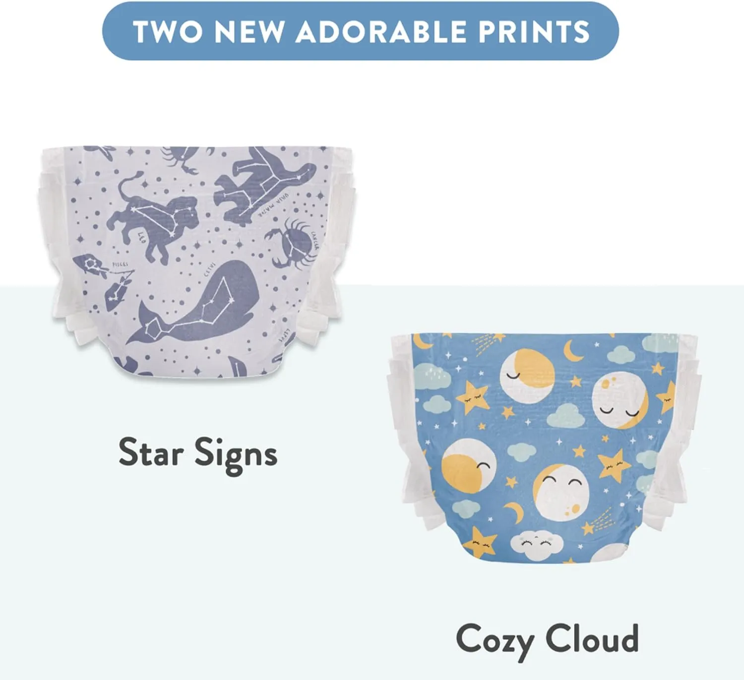 The Honest Company Clean Conscious Overnight Diapers for Sensitive Skin | Hypoallergenic, Fragrance Free | Cozy Cloud   Star Signs | Club Box, Size 3 (16-28 lbs), 52 Count
