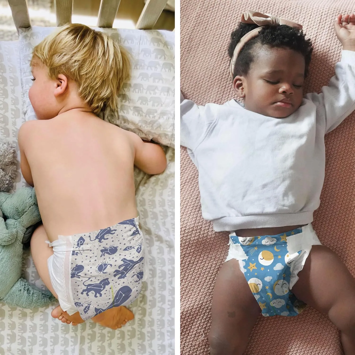 The Honest Company Clean Conscious Overnight Diapers for Sensitive Skin | Hypoallergenic, Fragrance Free | Cozy Cloud   Star Signs | Club Box, Size 5 (27  lbs), 40 Count