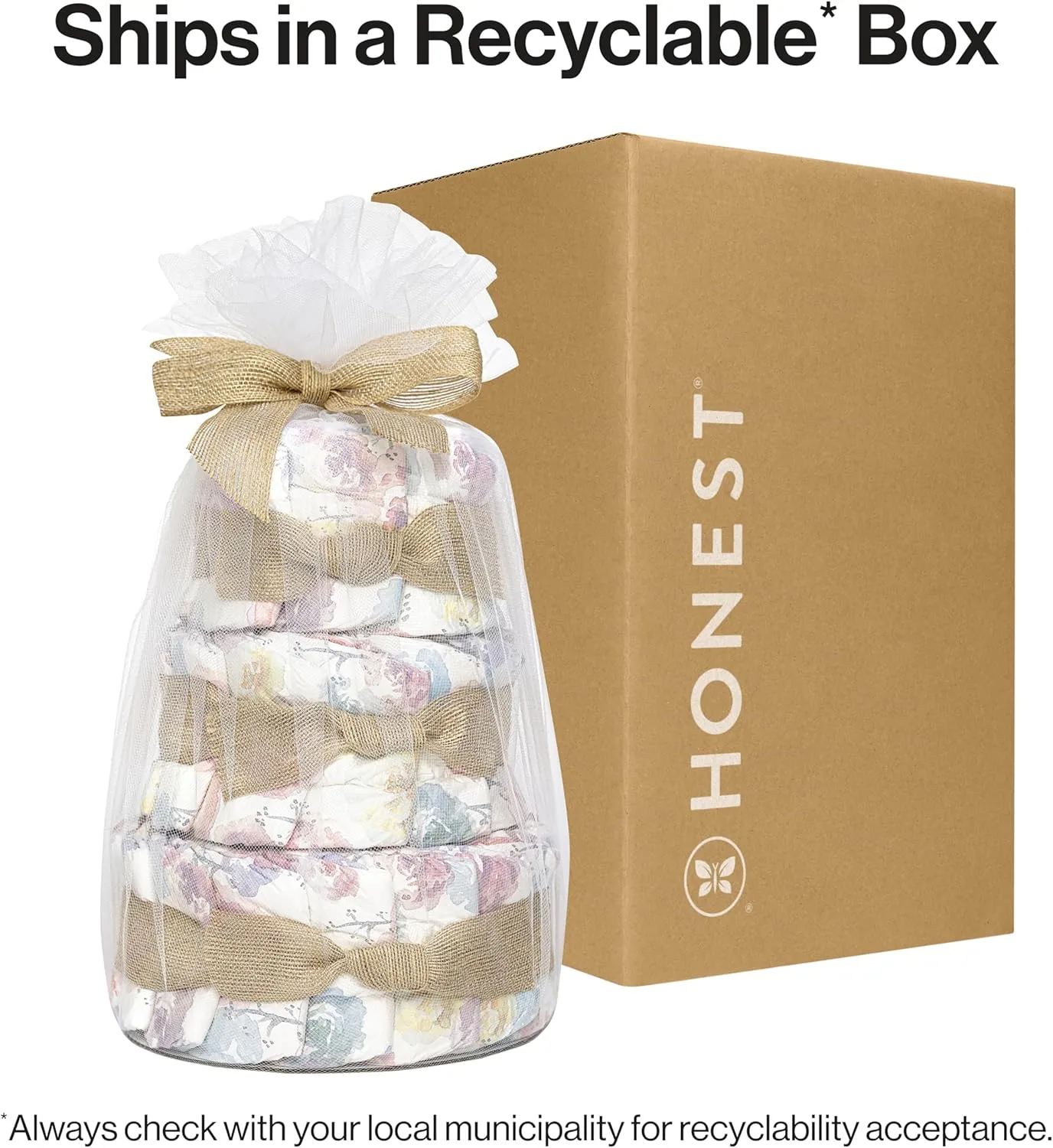 The Honest Company Diaper Cake | Clean Conscious Diapers, Baby Personal Care, Plant-Based Wipes | Rose Blossom | Regular, Size 1 (8-14 lbs), 35 Count