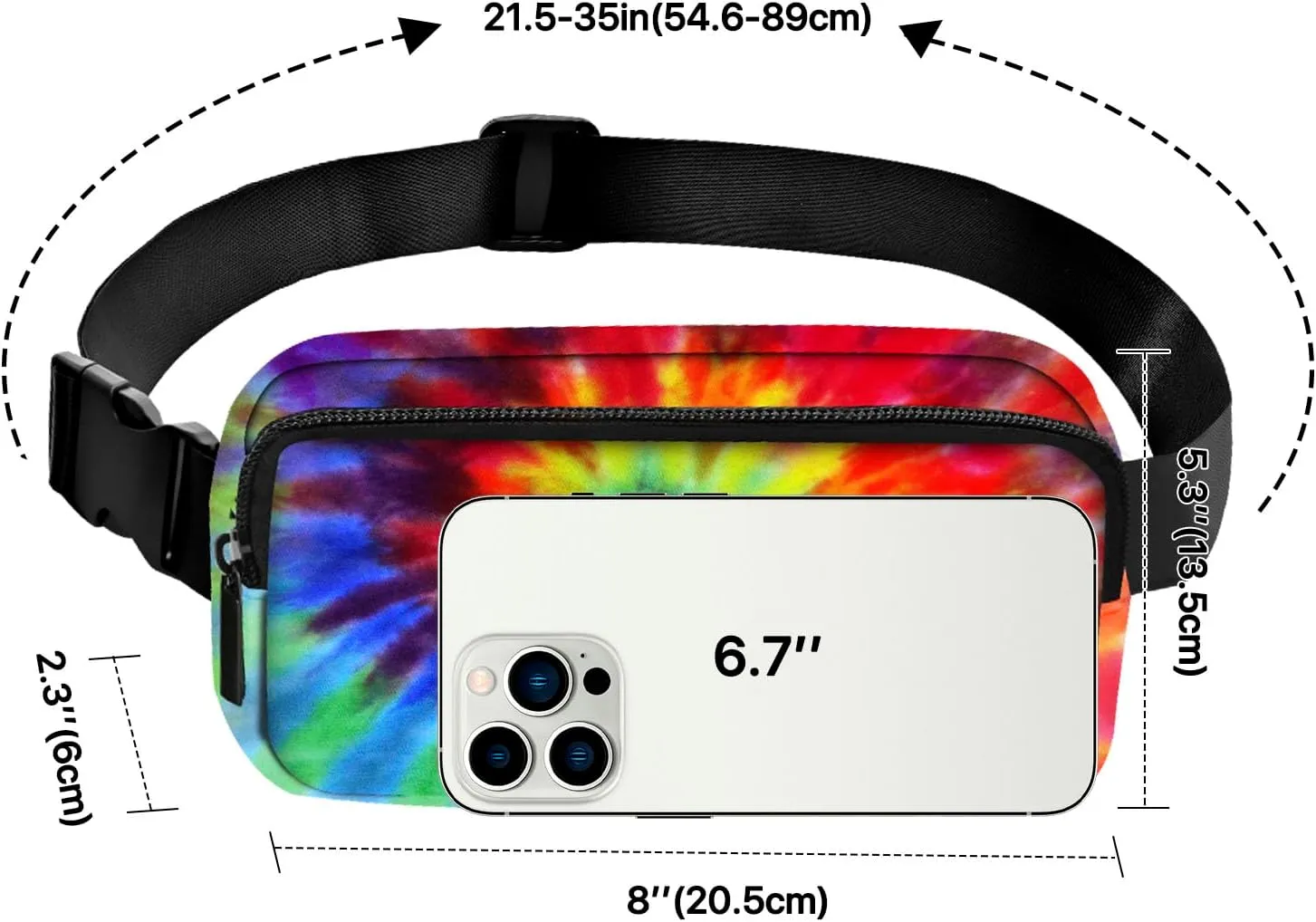 Tie Dye Fanny Pack for Women Belt Bag Fashion Waist Pouch with Adjustable Strap for Sports Running Traveling Hiking Camping Cycling