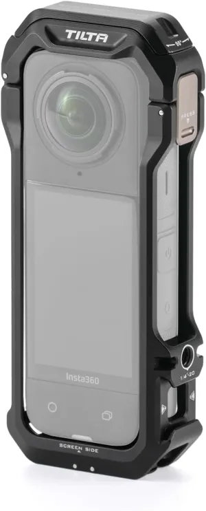 Tilta Full Camera Cage Compatible with Insta360 X4 - Black | Protection for Camera Body | Action C Amera Mount Built-in | Aluminum Alloy | Cold Shoe Receiver & 1/4"-20 w/Locating Points