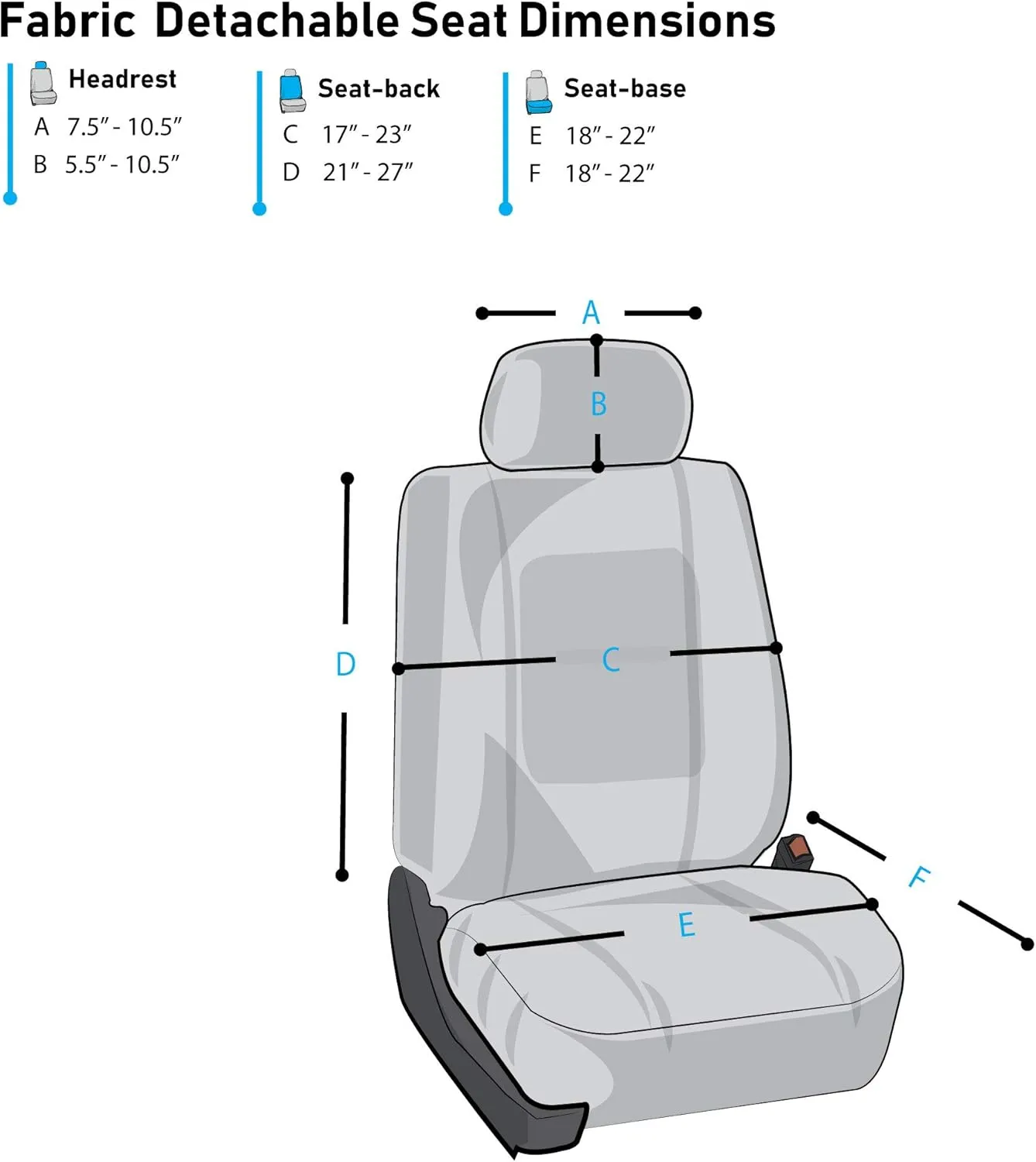 TLH Light and Breezy Flat Cloth Automotive Car Seat Covers Front Set Only, Airbag Compatible, Gray Color Universal Fit Car Seat Protector for Cars, Auto, Trucks, SUV
