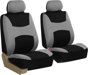 TLH Light and Breezy Flat Cloth Automotive Car Seat Covers Front Set Only, Airbag Compatible, Gray Color Universal Fit Car Seat Protector for Cars, Auto, Trucks, SUV