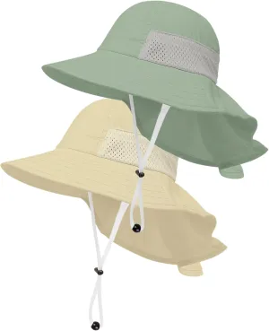 Toddler Baby Sun Hat Kids Summer UPF 50  for Boys Girls Adjustable Beach Hats with Bucket Wide Brim Age 1-7 Years