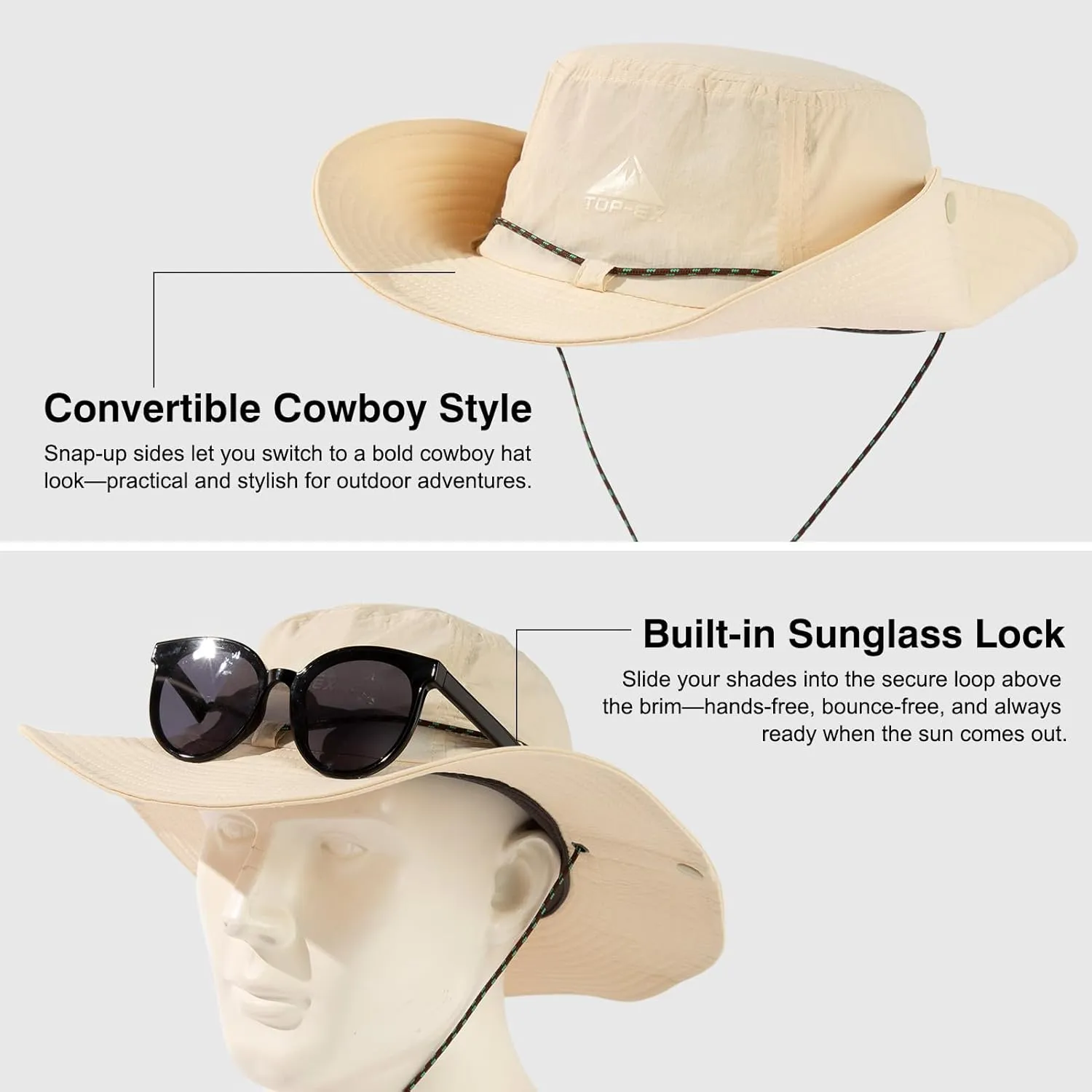 TOP-EX XL/XXL Mens Womens Sun Hat UPF 50  Wide Brim Bucket Hat for Summer-Water Repellent & Packable