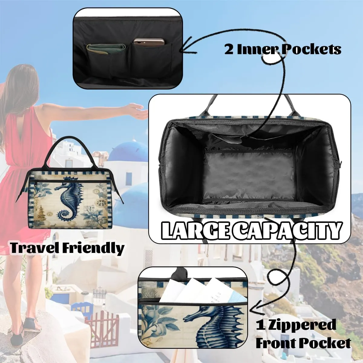 Tote Bag for Women, Lightweight Tote Bag with Zipper, Large Shoulder Bag Handbag for Travel, Work