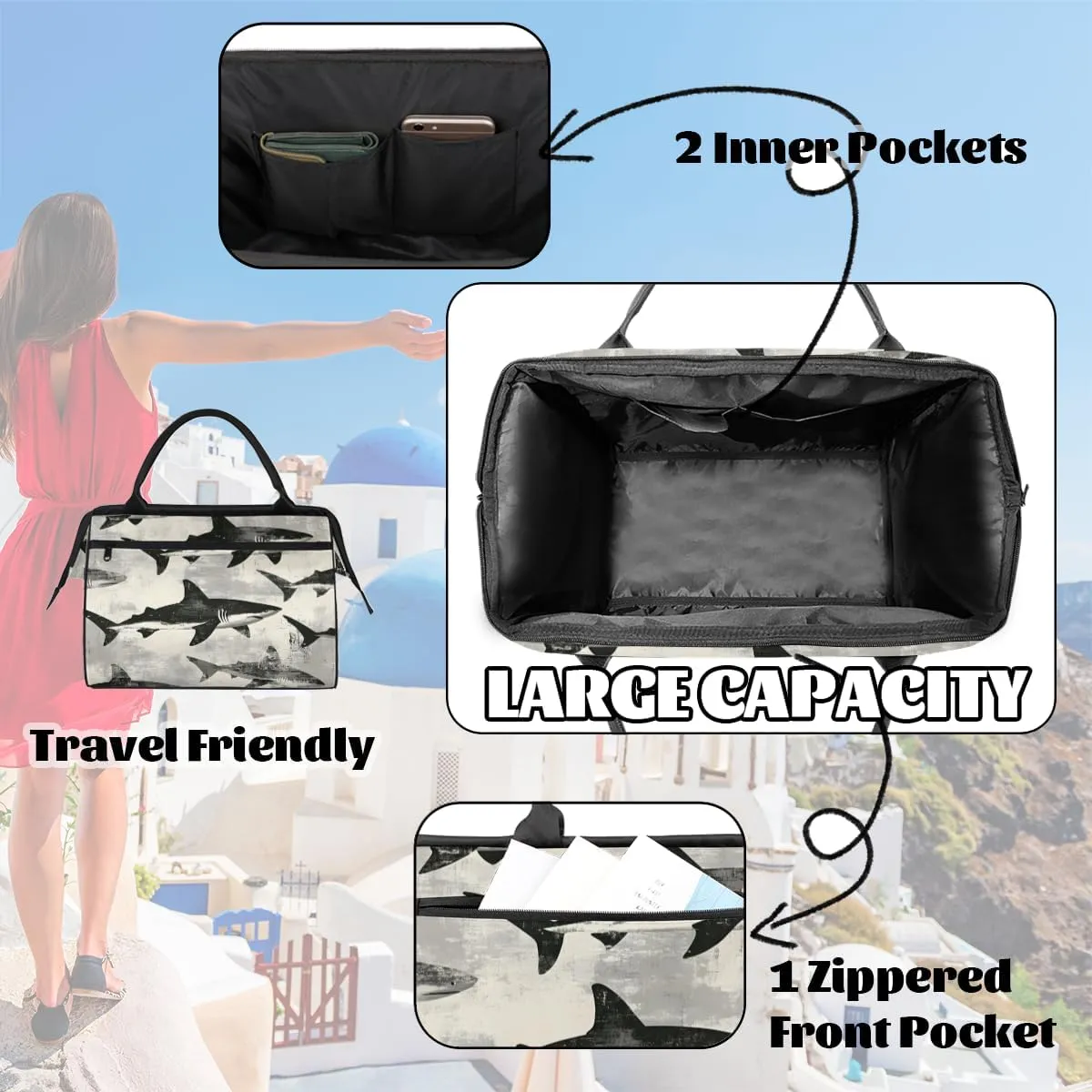 Tote Bag for Women with Zipper, Funny Large Shoulder Bag Handbag for Travel Sports Work