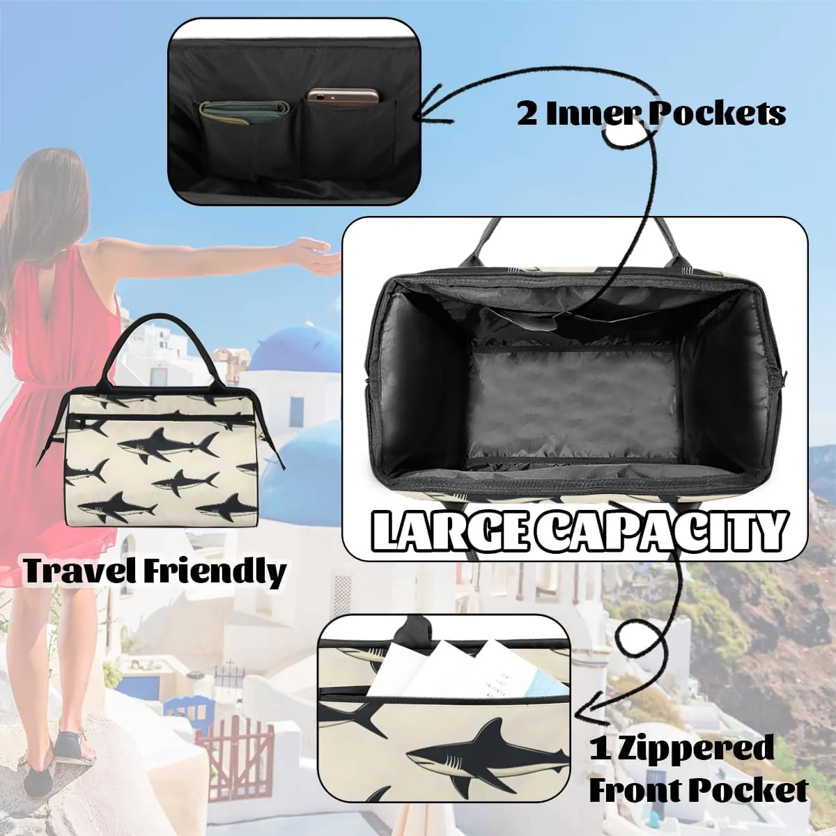 Tote Bag for Women with Zipper, Funny Large Shoulder Bag Handbag for Travel Sports Work