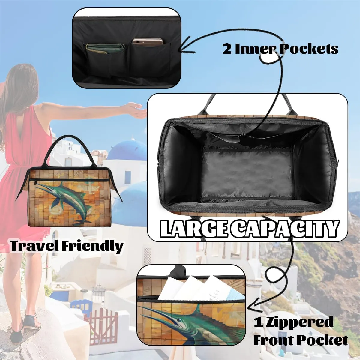 Tote Bag for Women with Zipper, Lightweight Travel Tote Bag Large Shoulder Bag Handbag for Work, Gym