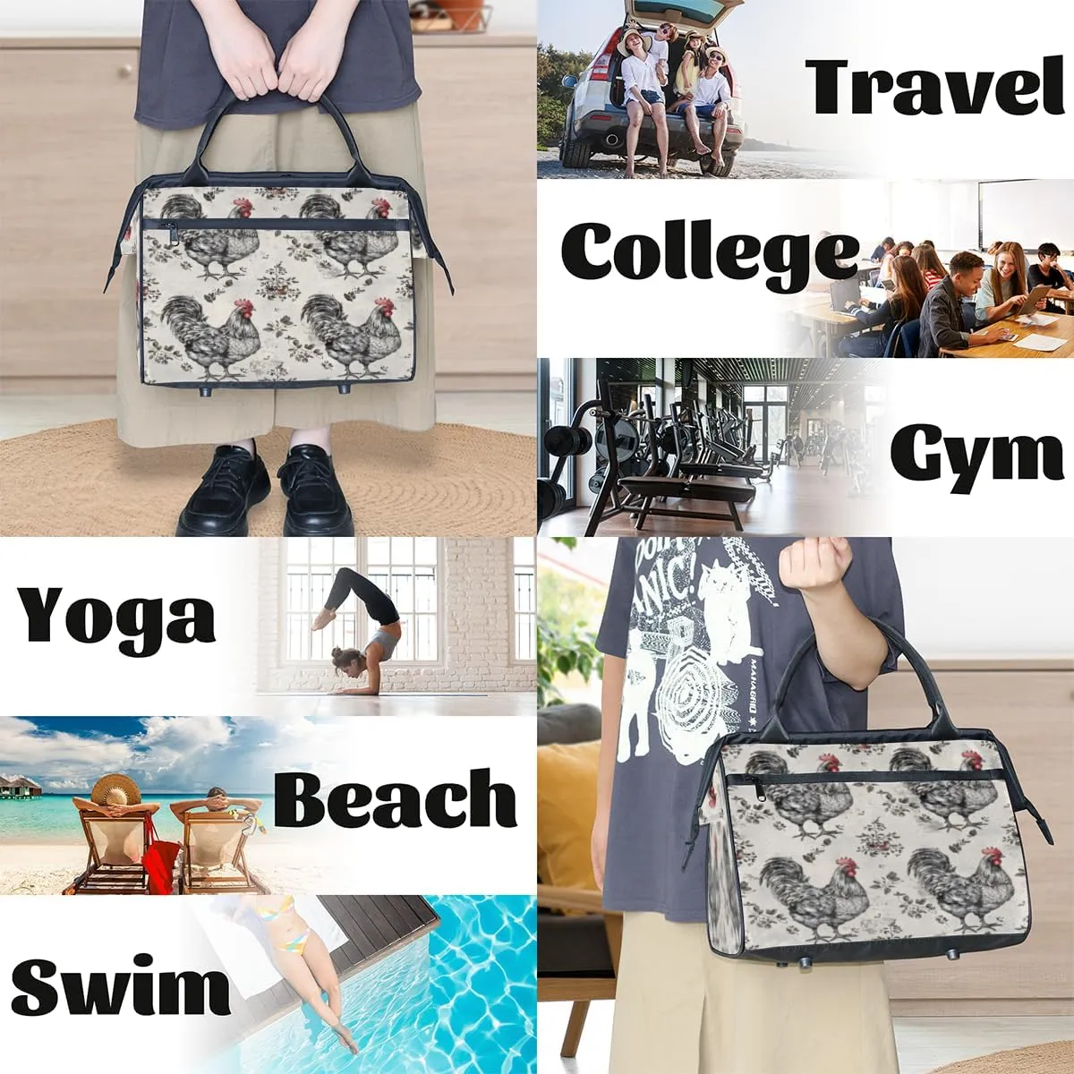 Tote Bag for Women with Zipper, Lightweight Travel Tote Bag Large Shoulder Bag Handbag for Work, Gym