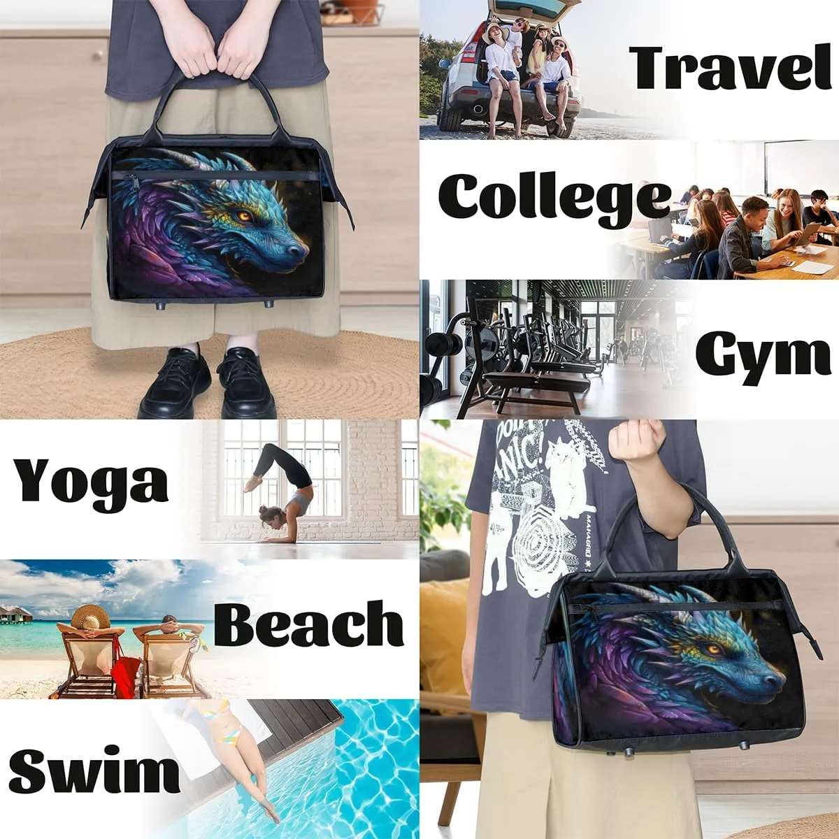 Tote Bag for Women with Zipper, Lightweight Travel Tote Bag Large Shoulder Bag Handbag for Work, Gym