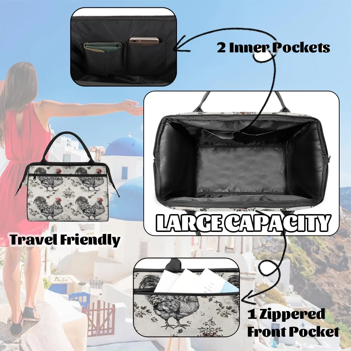 Tote Bag for Women with Zipper, Lightweight Travel Tote Bag Large Shoulder Bag Handbag for Work, Gym
