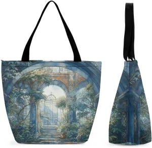 Tote Bag Reusable Grocery Bag Foldable Shopping Bag Extra Large Shoulder Bag Hand Drawn Vegetables Tote Bag for Work