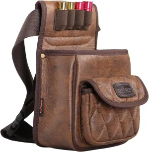 Tourbon PU Leather Sporting Shotgun Shell Pouch Shooter's Clay Trap Skeet Shooting Bag for Range Field