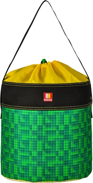 Toy Storage Organizer Basket Bag with Drawstring for Buliding Bricks, Blockets,Puzzles,Lego,Playroom Cinch Bucket Carrying Bag with Handle (Green)