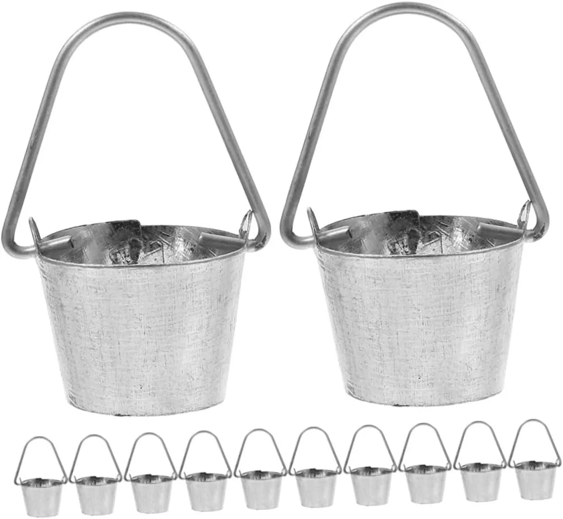 Toyvian 2sets Mini Gardening Bucket Model Miniature Decor for Dollhouse 12pcs*2