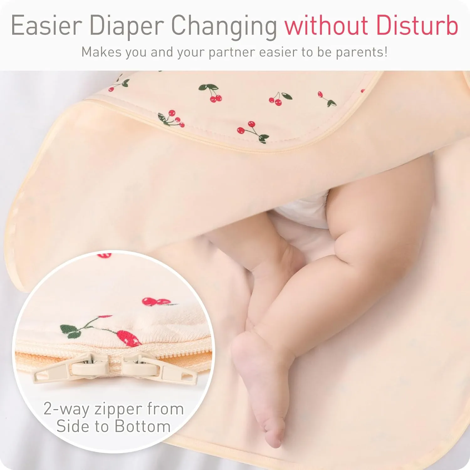 Transitional Swaddle Sack with Arms Up Length Sleeves and Mitten Cuffs, 2 Ways Zipper Sleeping Bag, Wearable Swaddling Blanket for Newborns Baby Boys Girls Sleep Sacks Snug Fit Calms Startle Reflex