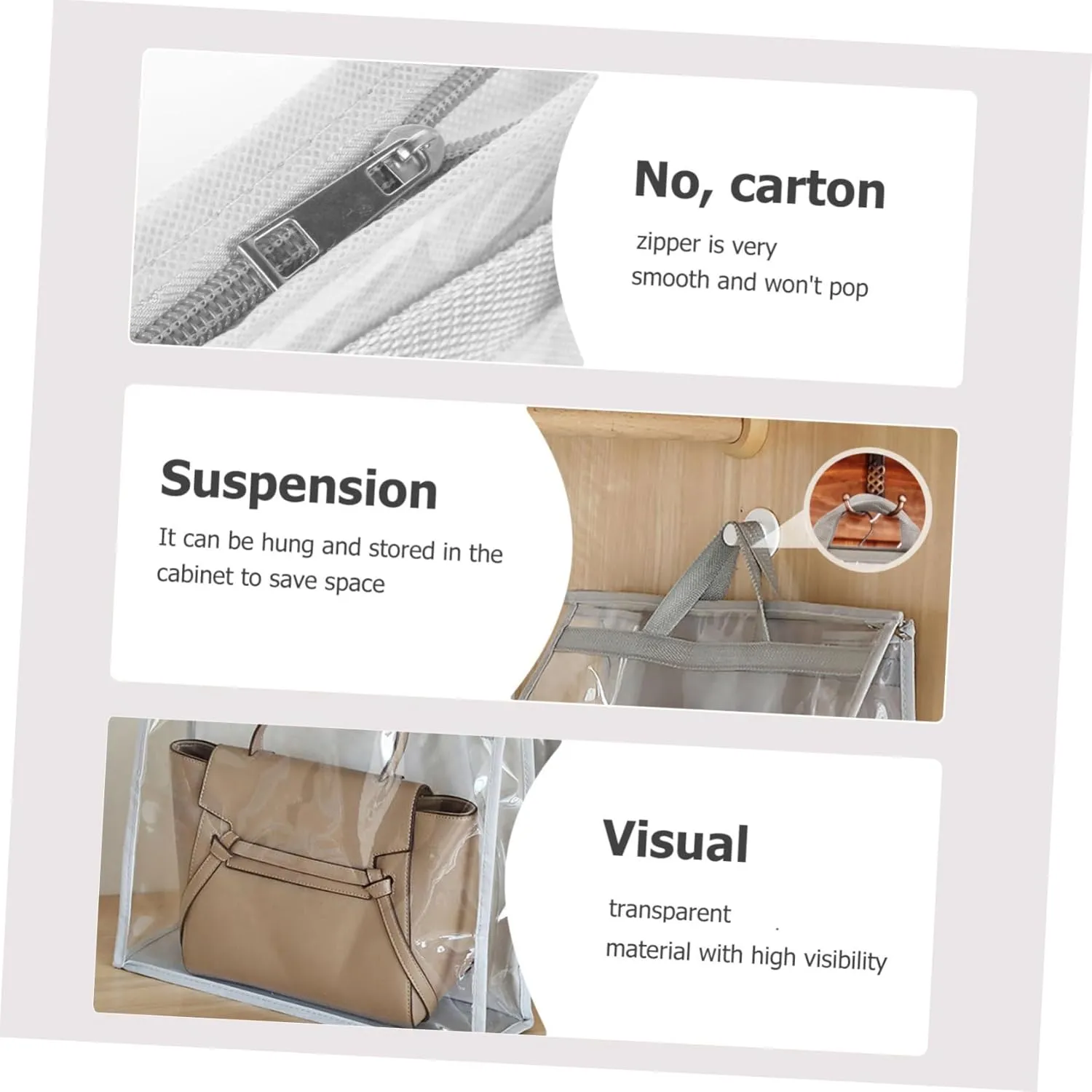 Transparent Handbag Organizer Cover Bag Purse Storage for Closet Wall and Door Easy Access to Your Favorite Bags Practical and Simple Design